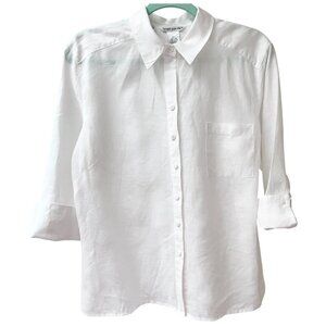 Richard Malcolm White Irish Linen Pleated Blouse Sz L NWOT